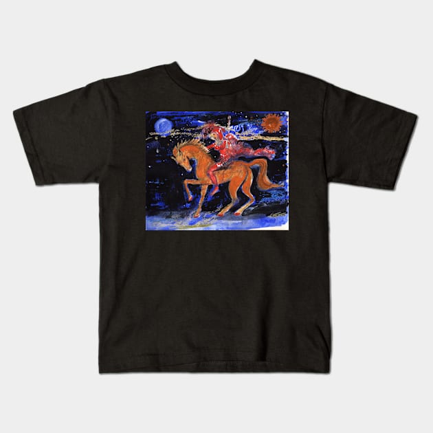 Night Rider Kids T-Shirt by Visuddhi